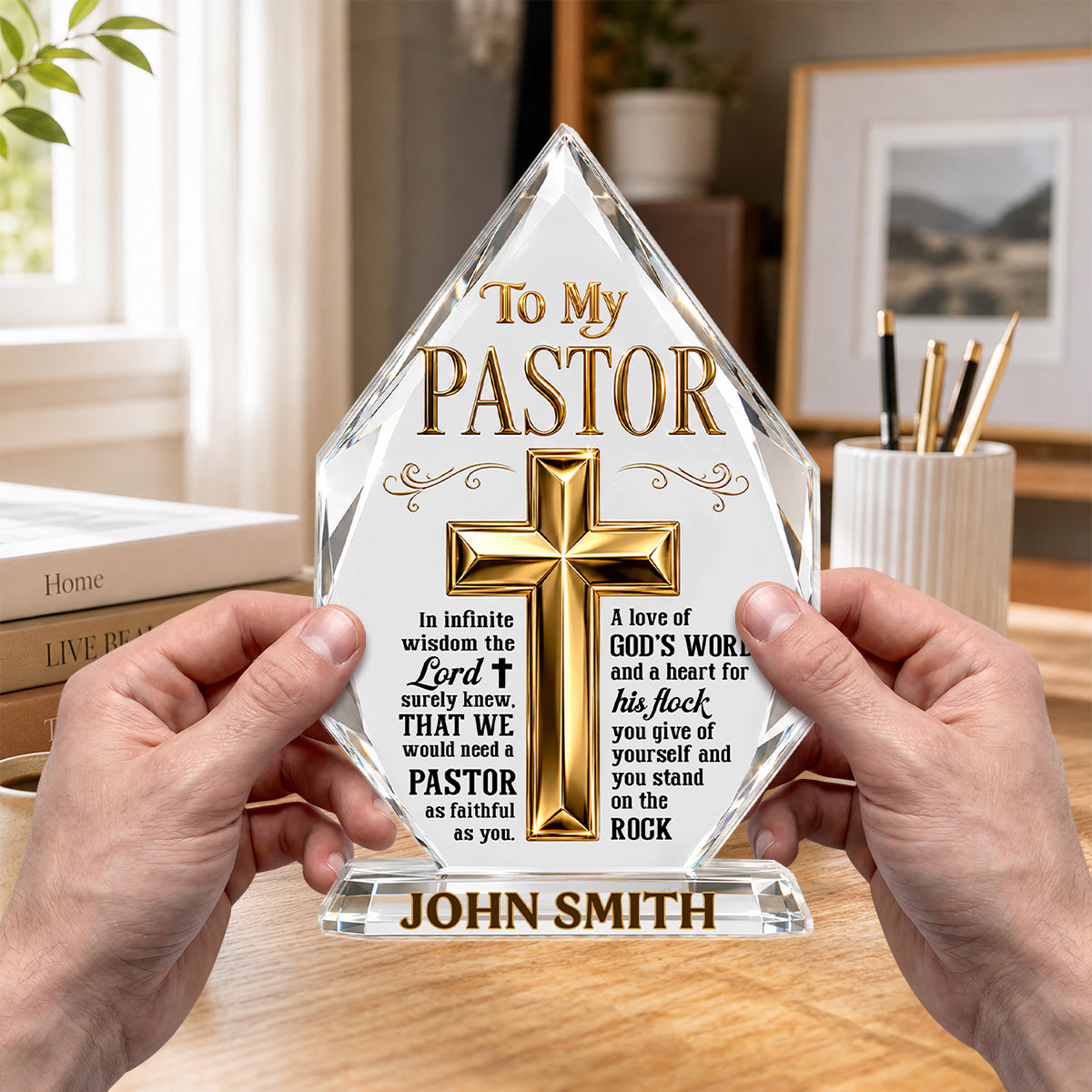 The Lord Knew We Need A Pastor, Gift For Pastor | Personalized Custom Shaped Squared Acrylic Plaque