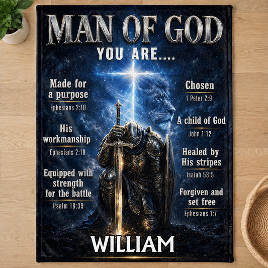 Man Of God, Gift For Dad | Personalized Fleece Blanket