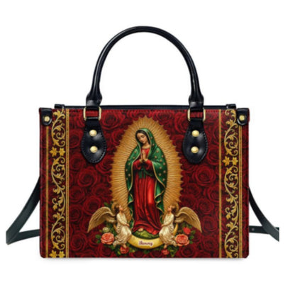 Our Lady Of Guadalupe Eternal Majesty, Catholic Gift For Her | Personalized Leather Handbag