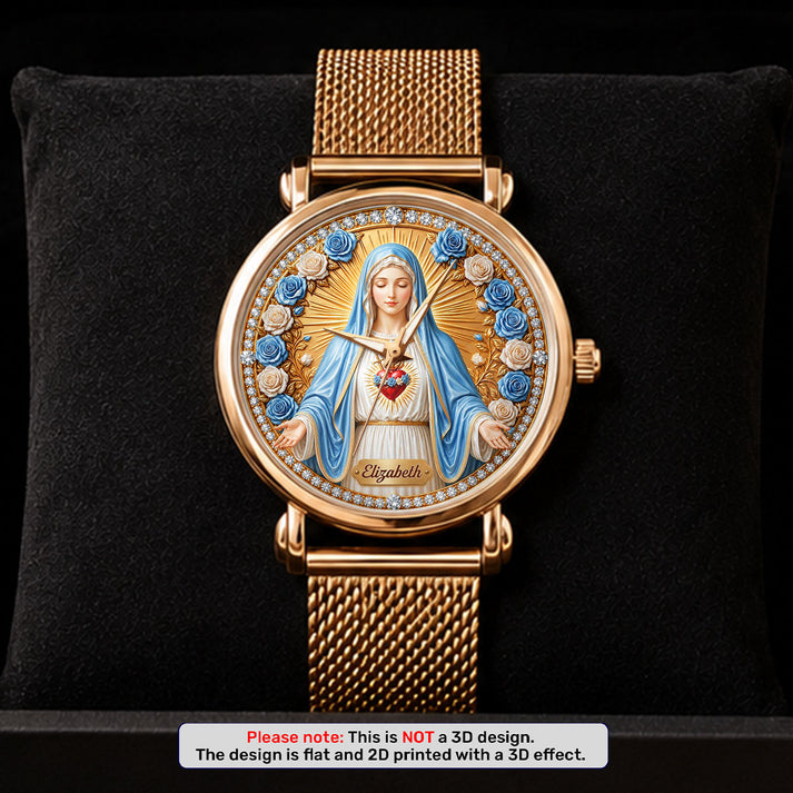 Radiant Immaculate Heart Mary , Gift For Women - Personalized Women's Wrist Watch