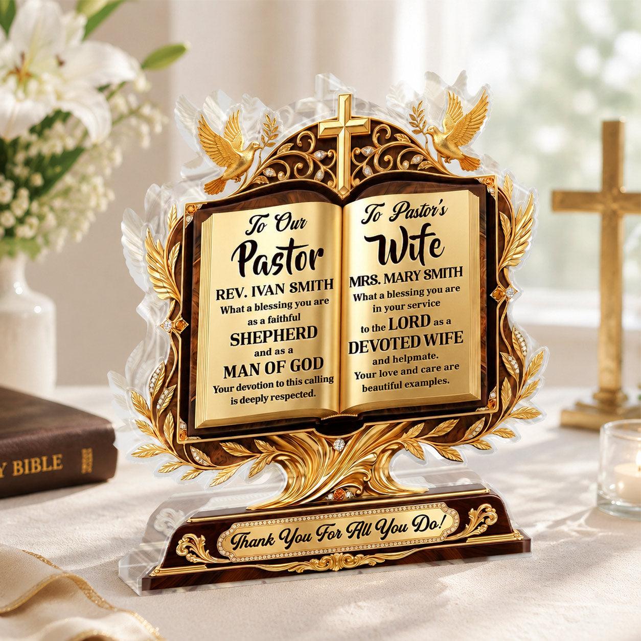 A Pastor After God's Heart, Christian Gift For Pastor | Personalized Custom Shaped Acrylic Plaque
