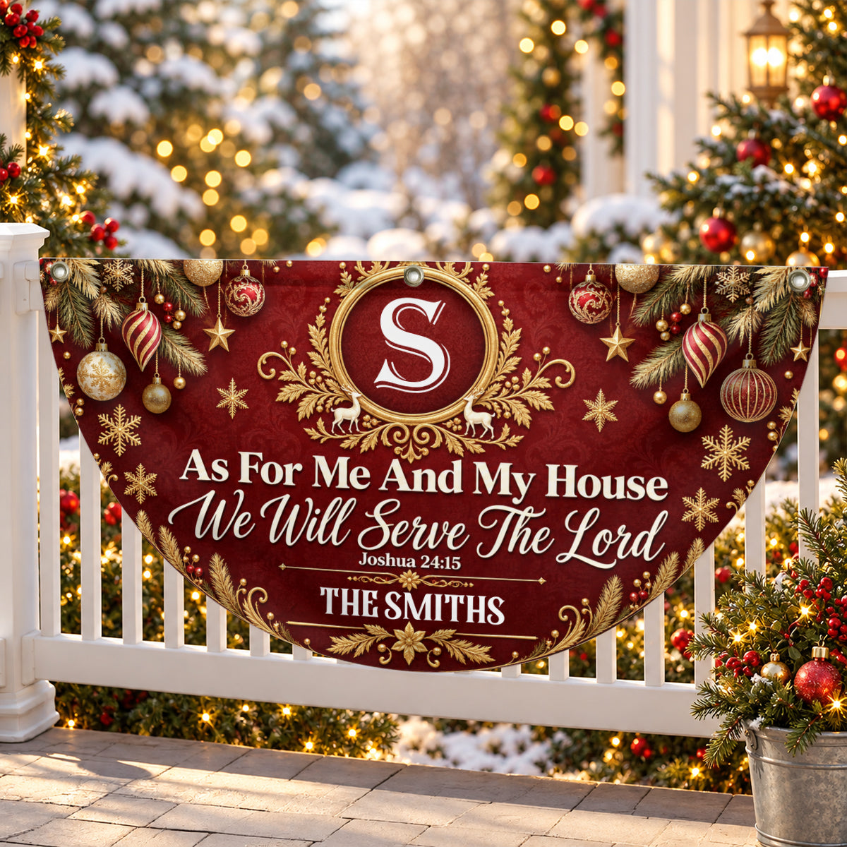 As For Me And My House We Will Serve The Lord, Christian Gifts For Family |  Personalized Non-Pleated Fan Flag