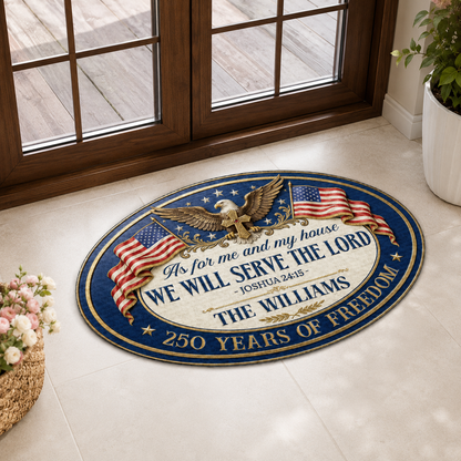 We Will Serve The Lord, Gift of Service | Personalized Custom Shape Doormat