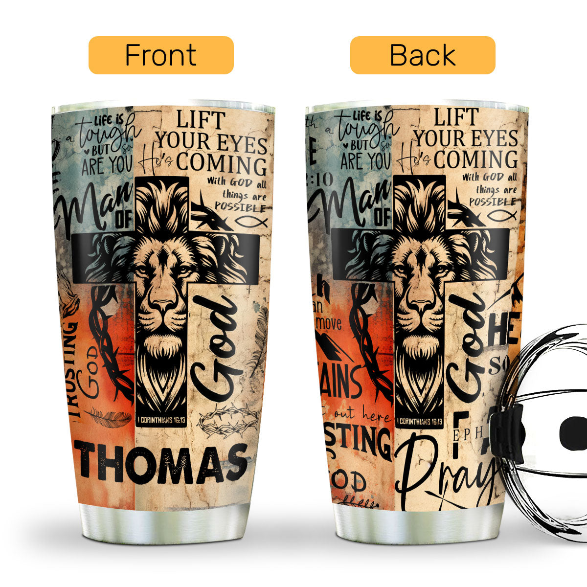 Man Of God Gift For Dad Husband Son | Personalized Stainless Steel Tumbler