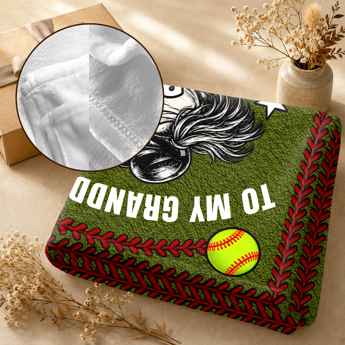 To My Granddaughter Softball Version, Gift For Granddaughter From Grandma | Personalized Fleece Blanket
