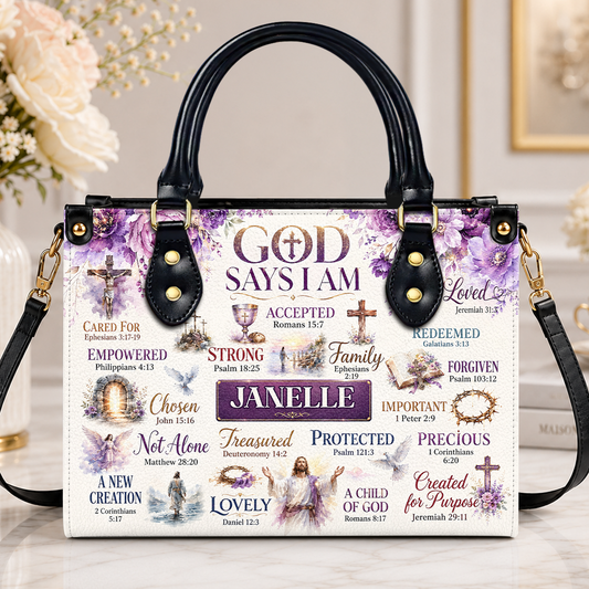 God Says, Gift For Women I Personalized Leather Handbag