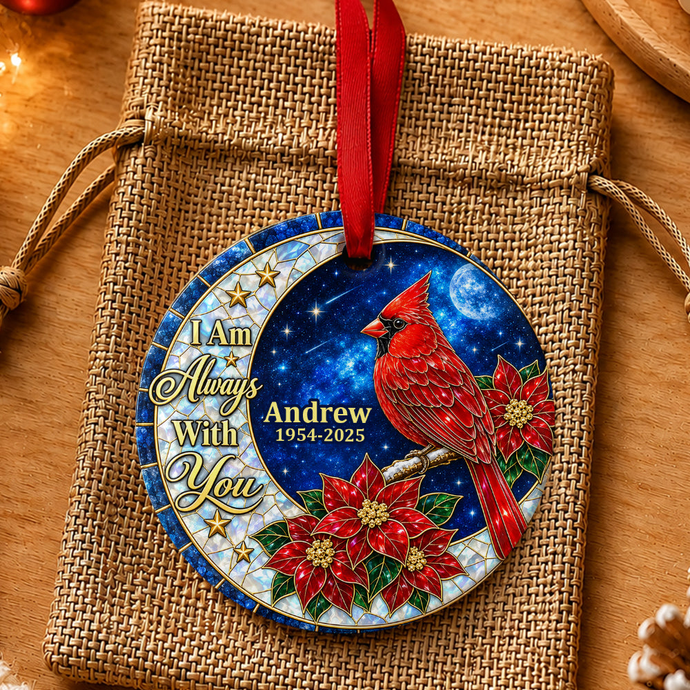Cardinal From Heaven, Gift For Famliy - Personalized Round Shaped Ceramic Ornament