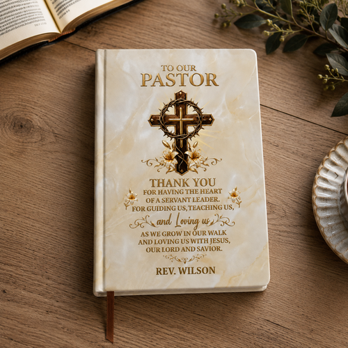 To Our Pastor For Having The Heart Of A Servant Leader, Gift of Appreciation | Personalized Leather Cover Notebook