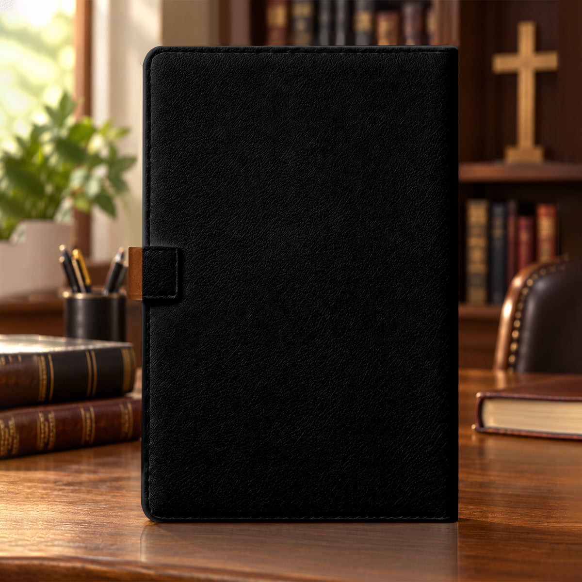 God Is Within Her She Will Not Fall, Gift For Women | Personalized Leather Notebook & Pen Set