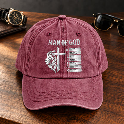 God Says, Gift For Man - Personalized Custom Vintage Washed Denim Cap
