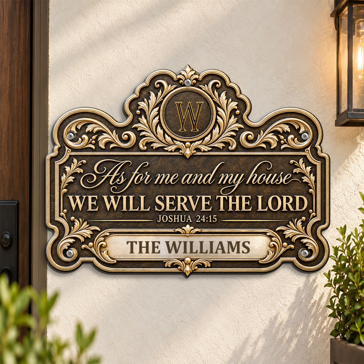 We'll Serve The Lord, Gift For Family | Custom Shaped Metal Sign