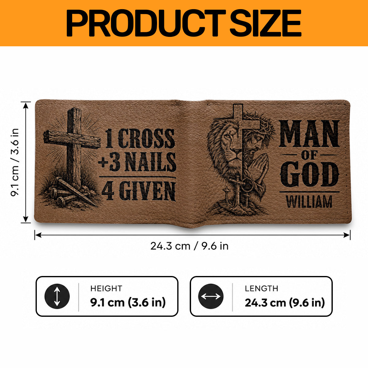 1 Cross 3 Nails 4 Given, Gift For Men | Personalized Folded Wallet For Men