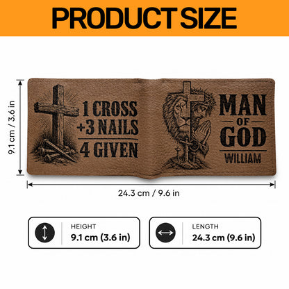 1 Cross 3 Nails 4 Given, Gift For Men | Personalized Folded Wallet For Men